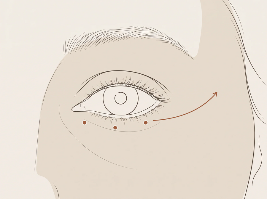 De l’angle interne vers la tempe — Éclat Regard — Applicateur froid contour des yeux