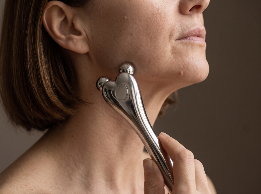 Quatre billes qui roulent chacune de leur côté — Rouleau Sculpt 4D — Ovale du visage
