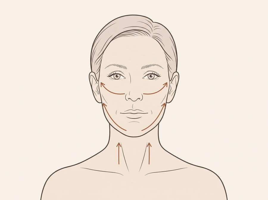 Du menton vers l’oreille — Rouleau Sculpt 4D — Ovale du visage